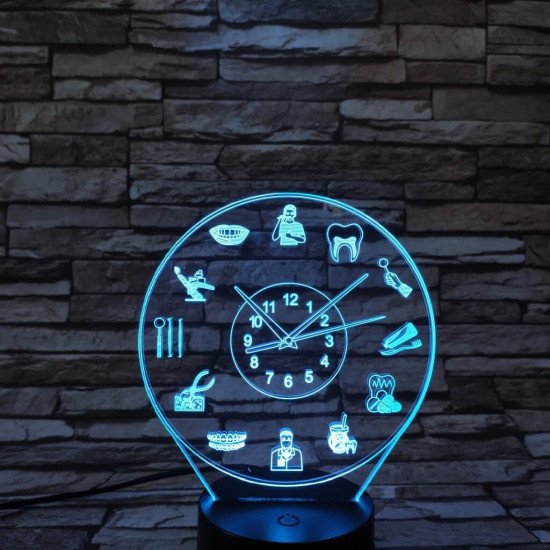 Fogorvos óra 7 színű 3D led lámpa