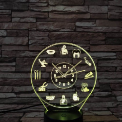 Fogorvos óra 7 színű 3D led lámpa