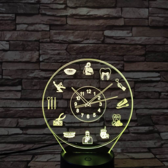 Fogorvos óra 7 színű 3D led lámpa