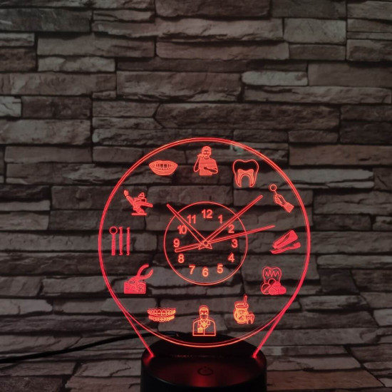 Fogorvos óra 7 színű 3D led lámpa