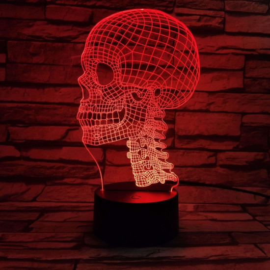 Koponya  7 színű 3D led lámpa