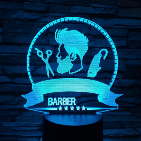 Barber Shop 7 színű 3D led lámpa