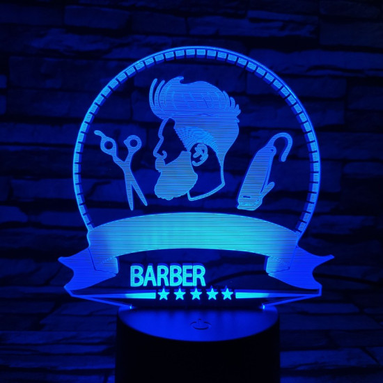 Barber Shop 7 színű 3D led lámpa