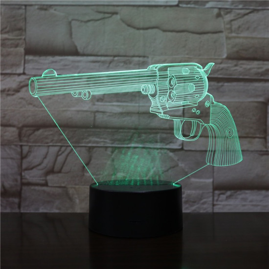 Pisztoly revolver  7 színű  3D led lámpa