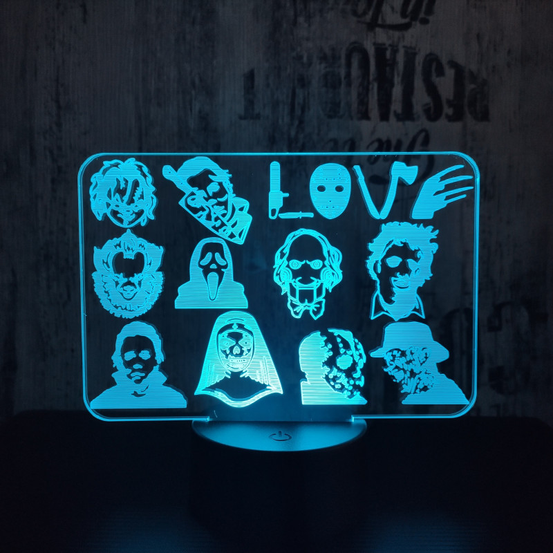Horror Love 7 színű 3D led lámpa