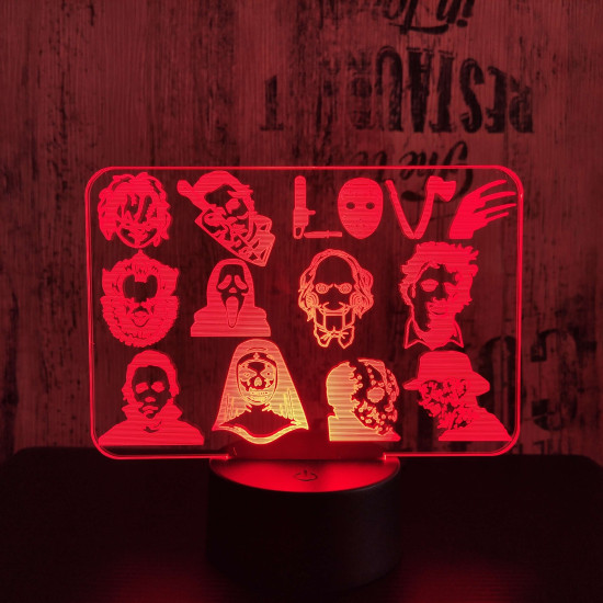 Horror Love 7 színű 3D led lámpa