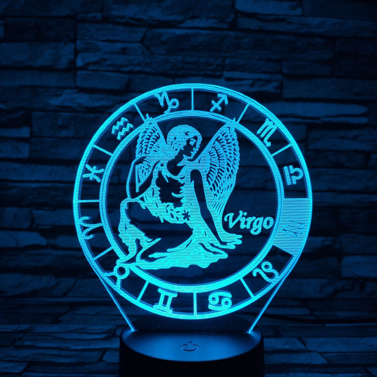 Szűz Horoszkóp 7 színű 3D led lámpa