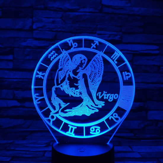 Szűz Horoszkóp 7 színű 3D led lámpa