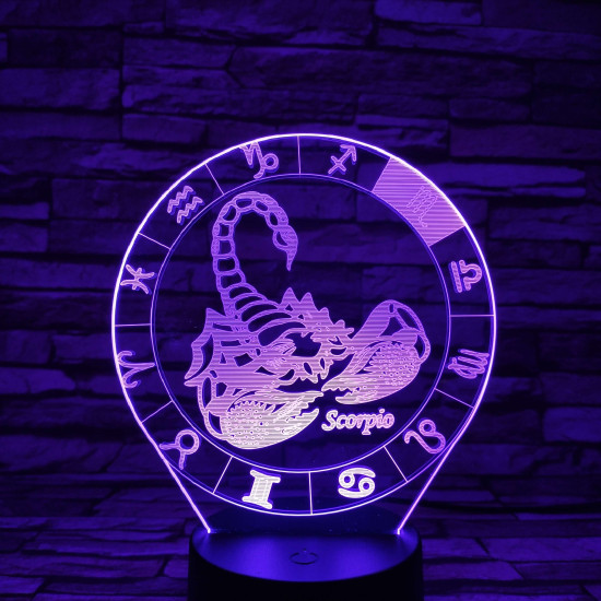 Skorpió Horoszkóp 7 színű 3D led lámpa