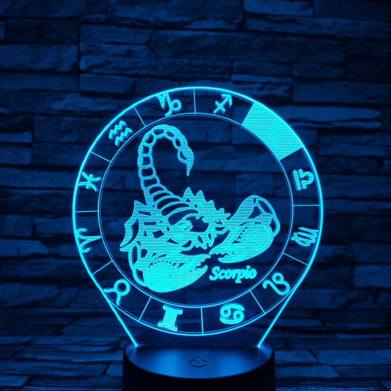 Skorpió Horoszkóp 7 színű 3D led lámpa