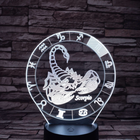 Skorpió Horoszkóp 7 színű 3D led lámpa