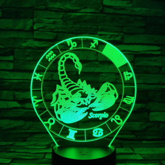 Skorpió Horoszkóp 7 színű 3D led lámpa