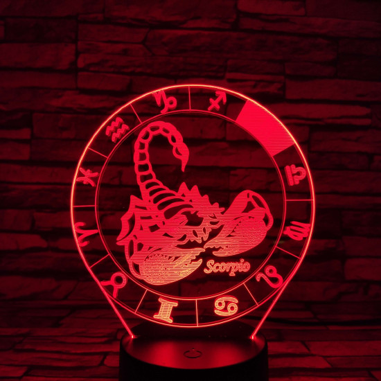 Skorpió Horoszkóp 7 színű 3D led lámpa
