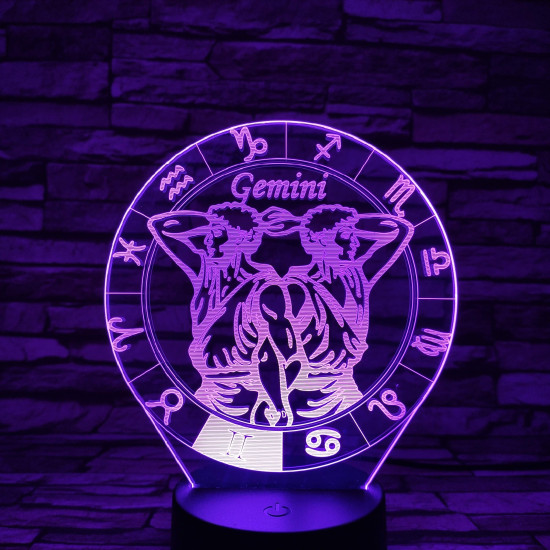 Ikrek Horoszkóp 7 színű 3D led lámpa