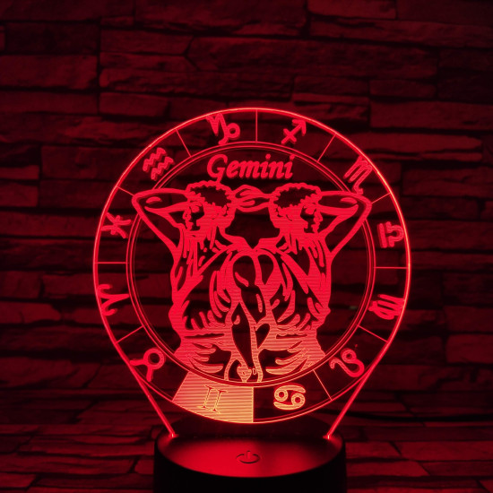 Ikrek Horoszkóp 7 színű 3D led lámpa