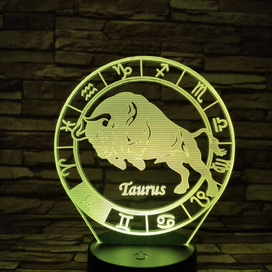 Bika Horoszkóp 7 színű 3D led lámpa