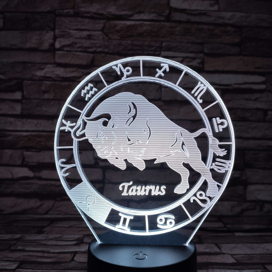 Bika Horoszkóp 7 színű 3D led lámpa