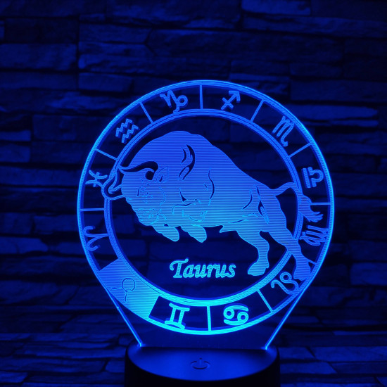 Bika Horoszkóp 7 színű 3D led lámpa