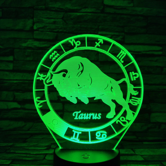 Bika Horoszkóp 7 színű 3D led lámpa
