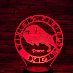 Bika Horoszkóp 7 színű 3D led lámpa