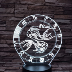 Halak Horoszkóp 7 színű 3D led lámpa