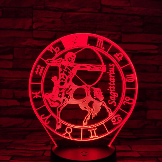 Nyilas Horoszkóp 7 színű 3D led lámpa