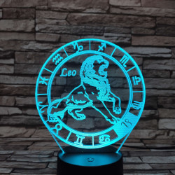 Oroszlán Horoszkóp 7 színű 3D led lámpa