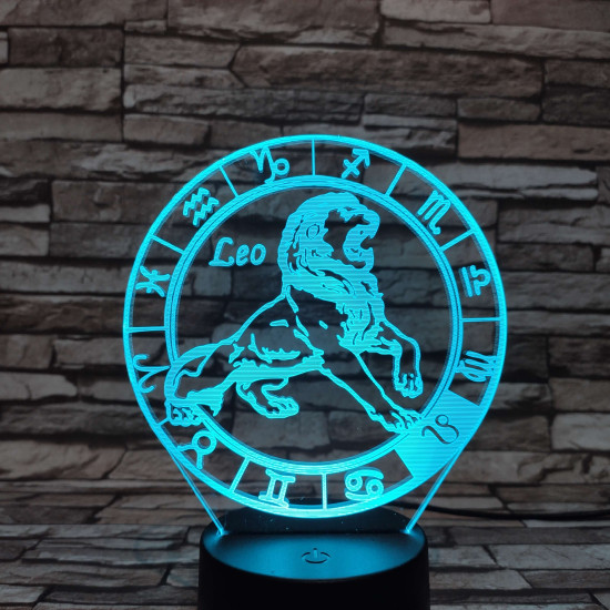 Oroszlán Horoszkóp 7 színű 3D led lámpa
