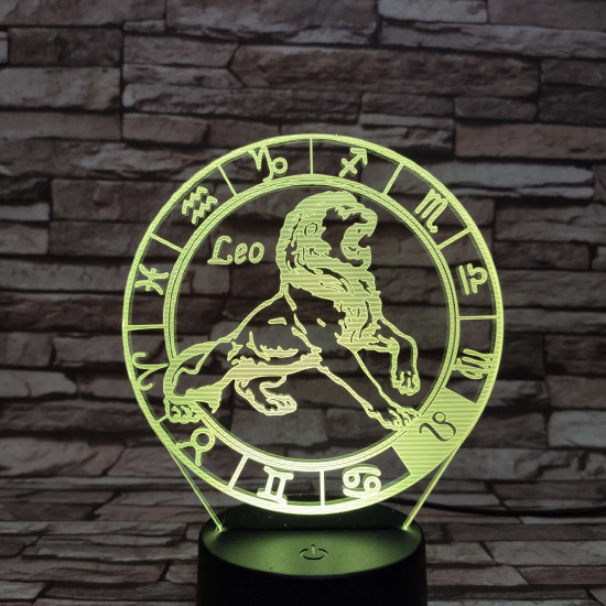 Oroszlán Horoszkóp 7 színű 3D led lámpa