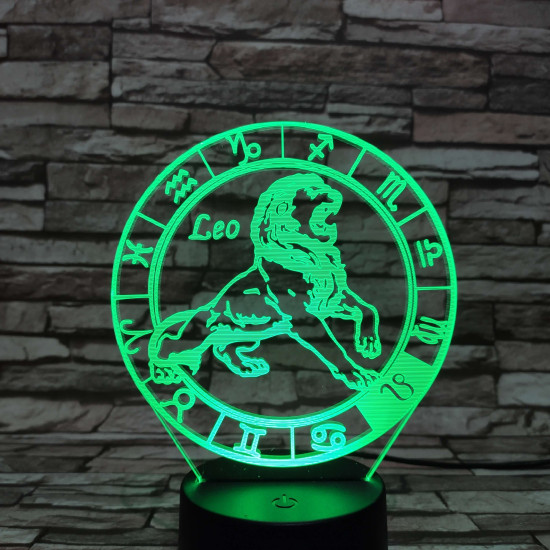 Oroszlán Horoszkóp 7 színű 3D led lámpa