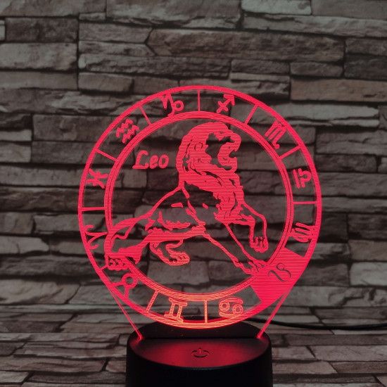 Oroszlán Horoszkóp 7 színű 3D led lámpa