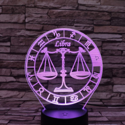 Mérleg Horoszkóp 7 színű 3D led lámpa