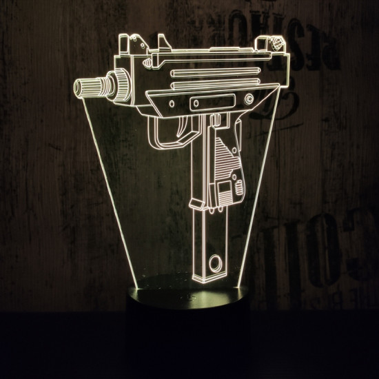 Uzi géppisztoly 7 színű 3D led lámpa