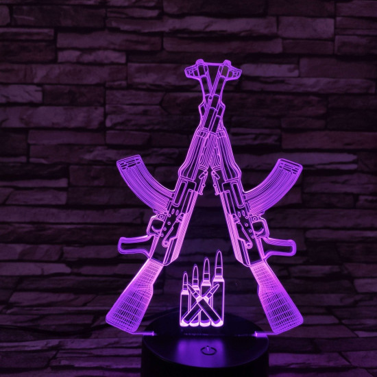 Két Gépfegyver 7 színű 3D led lámpa