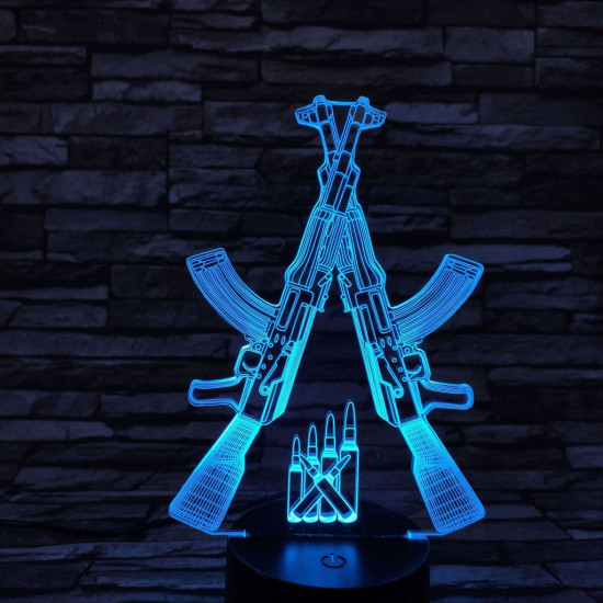 Két Gépfegyver 7 színű 3D led lámpa