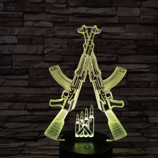 Két Gépfegyver 7 színű 3D led lámpa