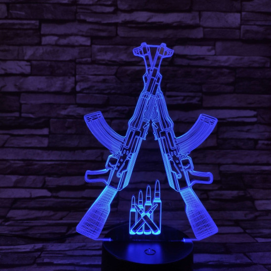 Két Gépfegyver 7 színű 3D led lámpa