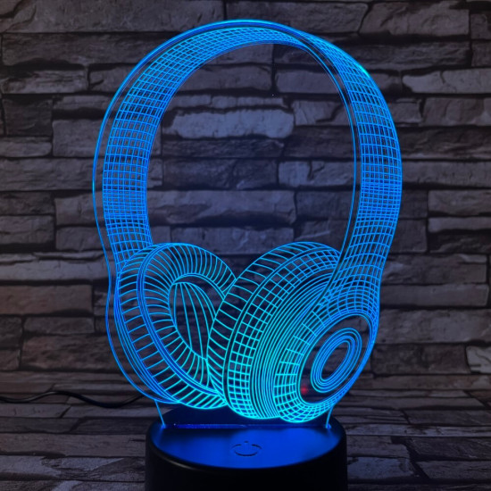 Fejhallgató 7 színű 3D led lámpa