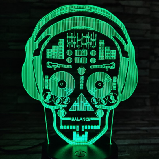 DJ koponya fej 7 színű 3D led lámpa