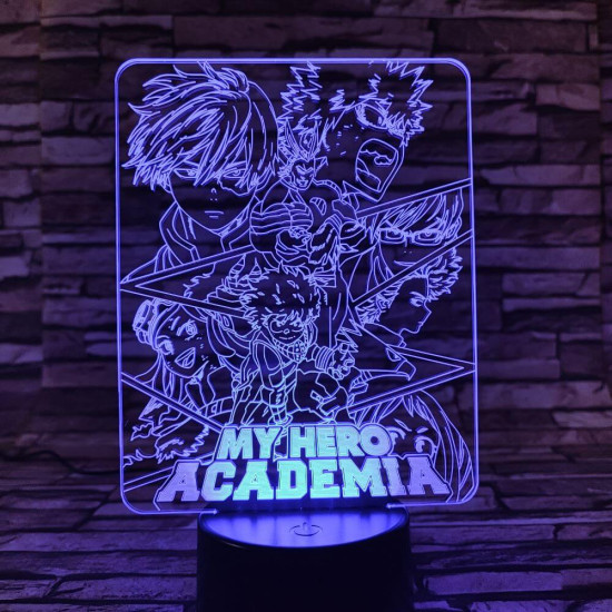 My hero Academia 7 színű 3D led lámpa