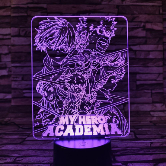 My hero Academia 7 színű 3D led lámpa