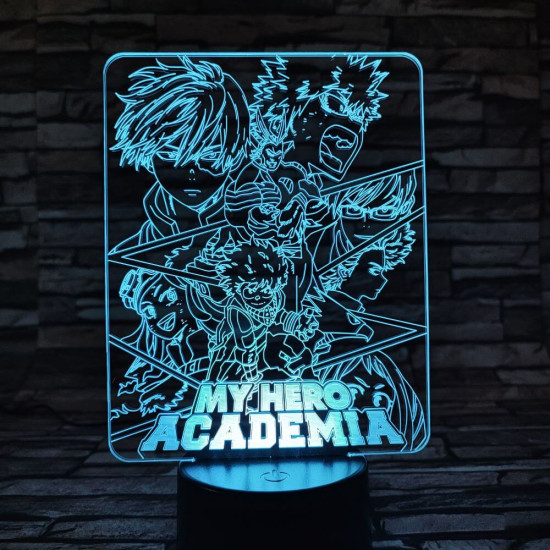 My hero Academia 7 színű 3D led lámpa