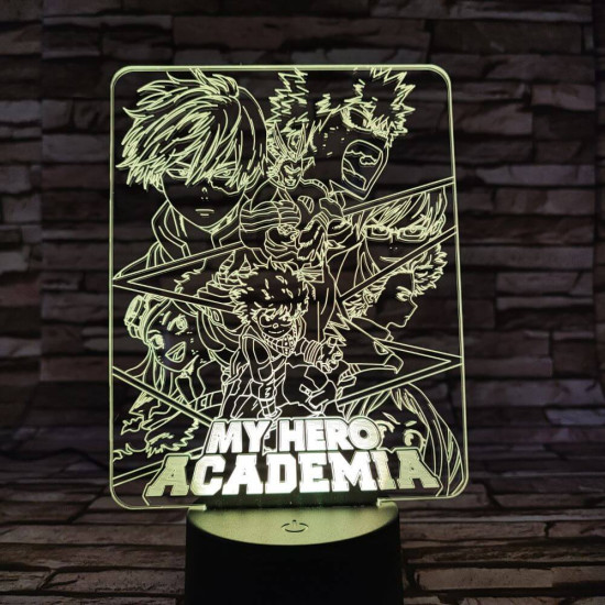 My hero Academia 7 színű 3D led lámpa