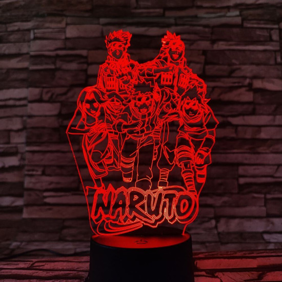 Naruto-csoport 7 színű 3D led lámpa