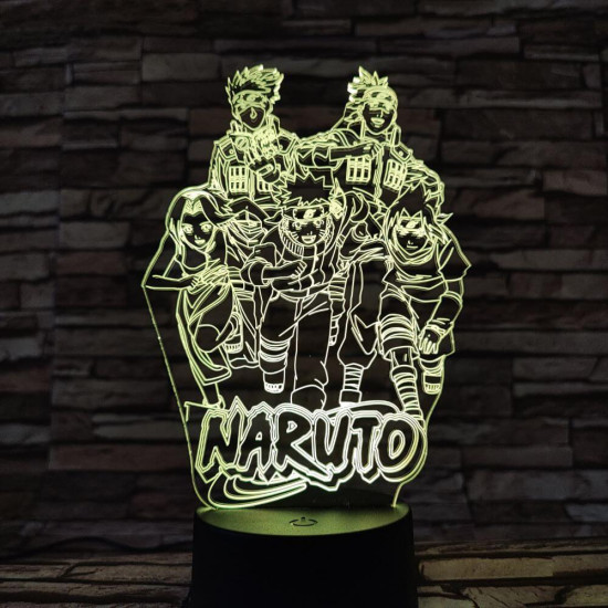 Naruto-csoport 7 színű 3D led lámpa