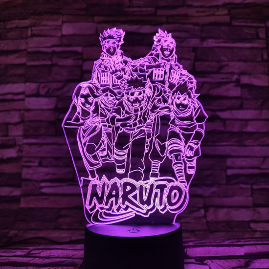 Naruto-csoport 7 színű 3D led lámpa