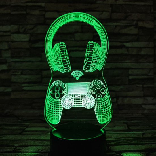 Kontroller & Fejhallgató 7 színű 3D led lámpa