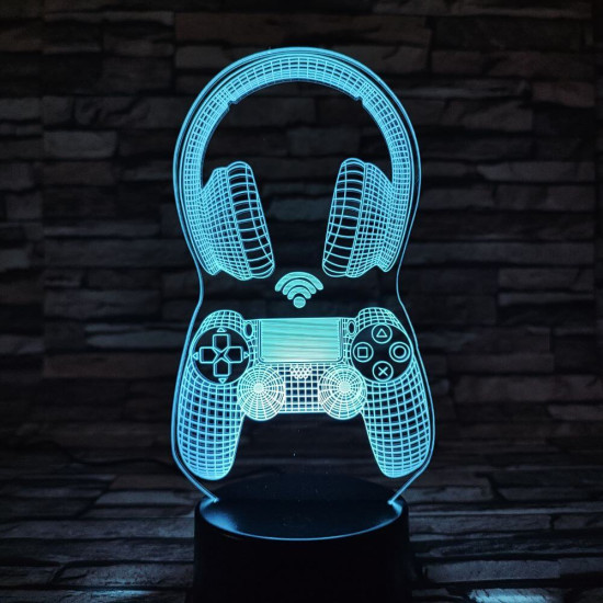 Kontroller & Fejhallgató 7 színű 3D led lámpa