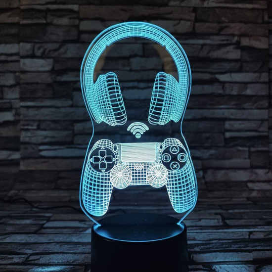 Kontroller & Fejhallgató 7 színű 3D led lámpa