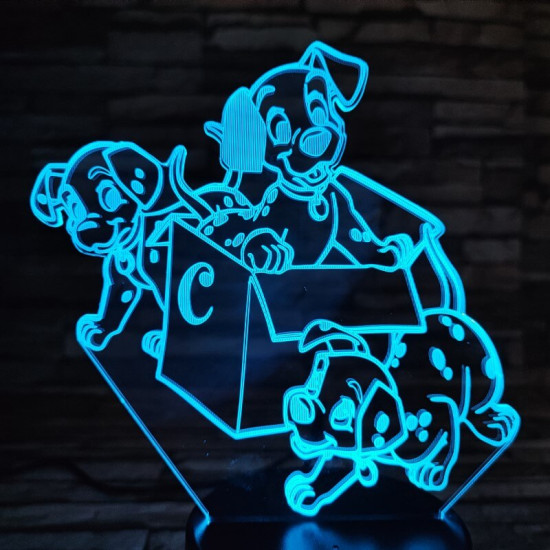 Dalmata kölykök 7 színű 3D led lámpa